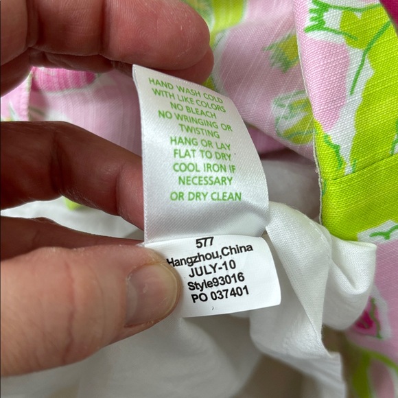 Vintage 2010 Lilly Pulitzer Pink and Green Alligator Print Strapless Dress - 10 - Picture 10 of 12